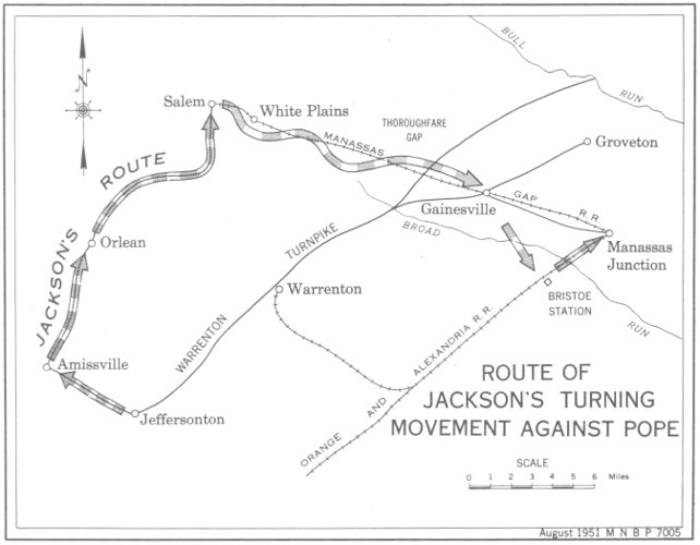 ROUTE OF JACKSON’S TURNING MOVEMENT AGAINST POPE