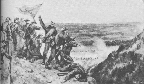 Longstreet’s troops skirmishing at Thoroughfare Gap. From “Manassas to Appomattox.”