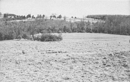 Looking east from Chinn Ridge to Henry Hill, showing the nature of the terrain that saw heavy fighting in both battles. The Henry House is shown on the left: the Administration-Museum Building in center of photograph.