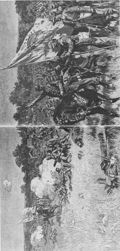 Confederate officers rallying their troops behind the Robinson House during the First Battle of Manassas. From &ldquo;Battles and Leaders of the Civil War.&rdquo;