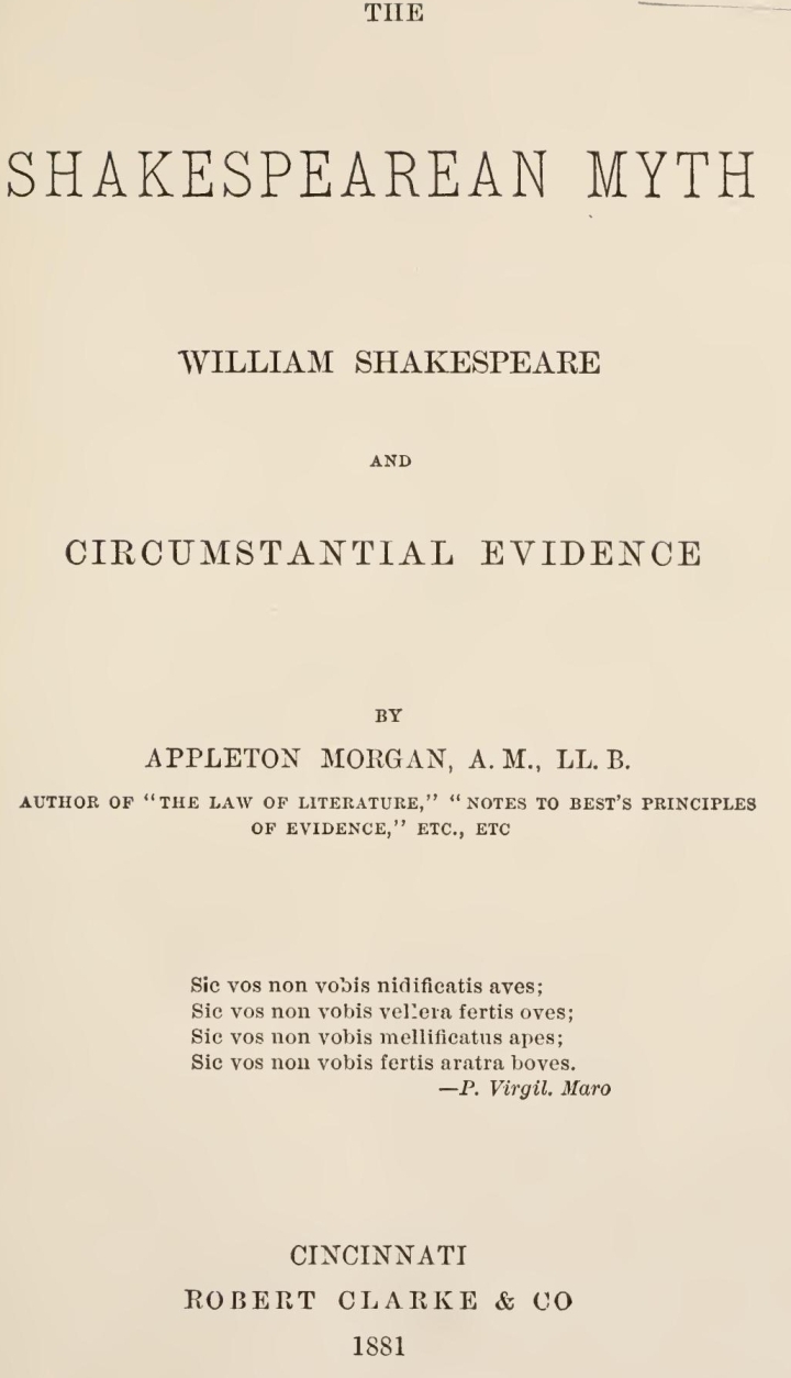 The Shakespearean Myth, by Appleton Morgan