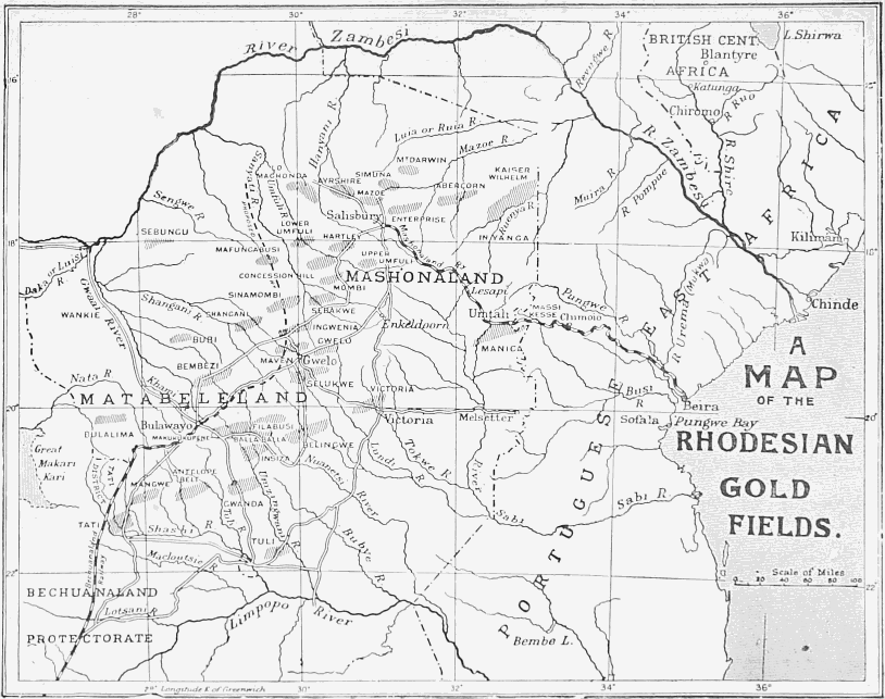 A MAP OF THE RHODESIAN GOLD FIELDS.