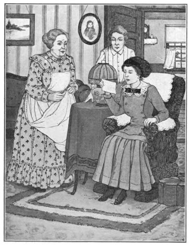 Aunt Crete and Carrie watch Luella read telegram