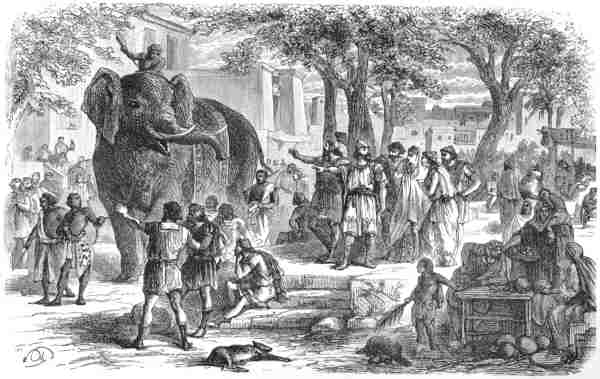 Illustration: A HUGE ELEPHANT WAS BEING LED PAST