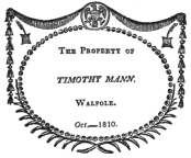 image of book-plate not available: TIMOTHYMANN.