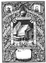 image of book-plate not available: W F. HOPSON