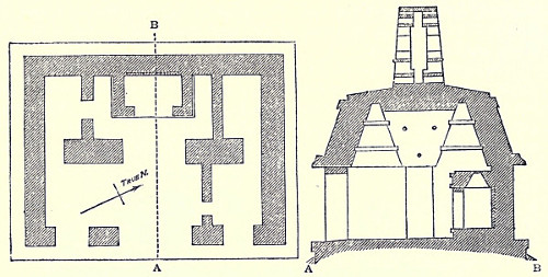 Plan and section of the Temple of the Sun