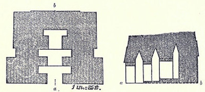 Plan and section of Temple B