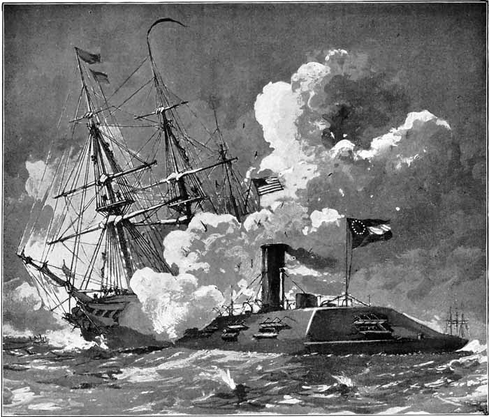 THE FRIGATE CUMBERLAND RAMMED BY THE MERRIMAC