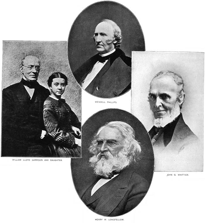 WILLIAM LLOYD GARRISON AND DAUGHTER,
			WENDELL PHILLIPS, HENRY W. LONGFELLOW, AND JOHN G. WHITTIER