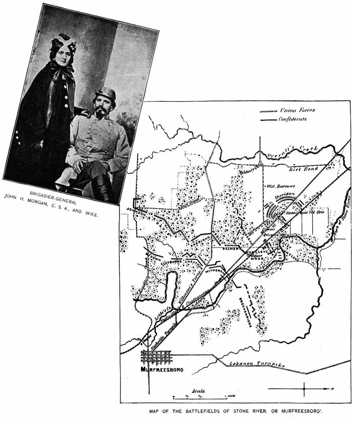 JOHN H. MORGAN AND MAP OF THE BATTLEFIELDS OF STONE RIVER