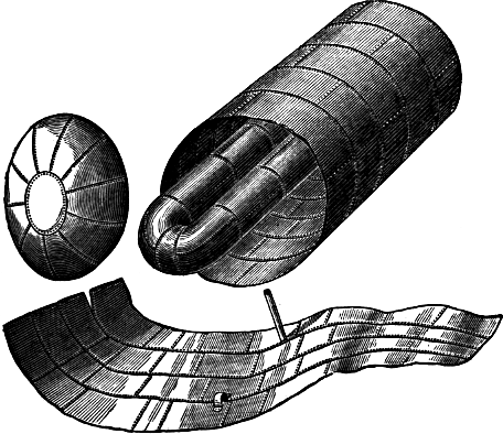 cylindrical boiler with front
        blown off and sides partially flattened