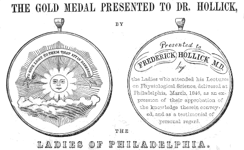 gold
medal presented to Dr. Hollick