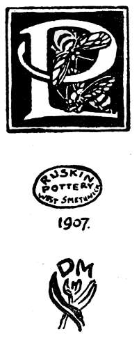 RUSKIN POTTERY WEST SMETHWICK 1907. and other marks