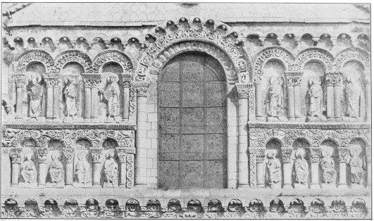 DETAIL OF WEST FRONT, CHURCH OF NOTRE DAME LA GRANDE, AT
POITIERS.