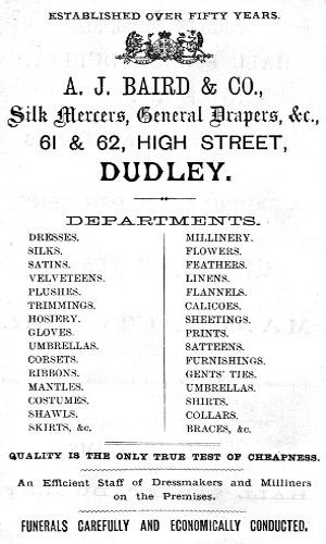 Advert for A. J. Baird & Co. (Drapers)