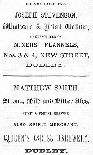 Adverts for Joseph Stevenson (Clothier), Matthew Smith (Brewer)