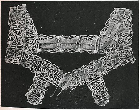 crocheted yoke of attached motifs