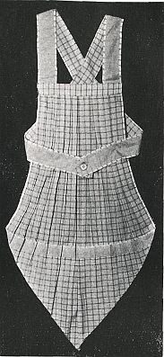 unusual looking apron, full, with long pointed skirt in front made of gingham