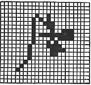 cross-stitch diagram: flower facing right