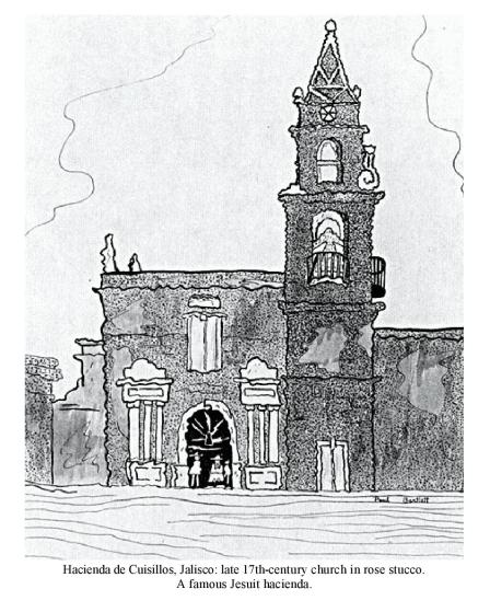 Hacienda de Cuisillos, Jalisco: late 17th-century church in rose stucco.  A famous Jesuit hacienda.