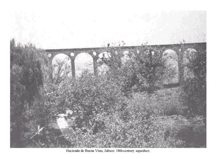 Hacienda de Buena Vista, Jalisco: 18th-century aqueduct.
