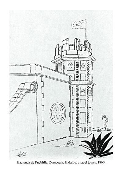 Hacienda de Pueblilla, Zempoala, Hidalgo: chapel tower, 1860.