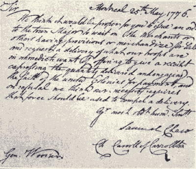 LETTER FROM CHASE AND CARROLL TO GENERAL WOOSTER