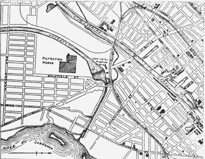 KEY MAP. SHOWING LOCATION OF FILTRATION WORKS