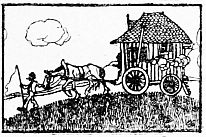 Hut on wheels drawn by a horse