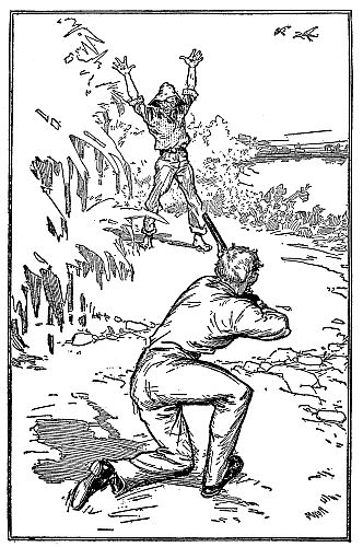 young man holding gun on an in tattered clothing