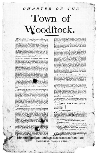 Charter of the Town of Woodstock.