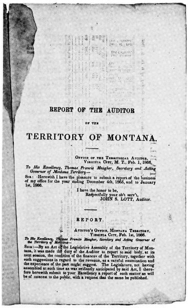 REPORT OF THE AUDITOR OF THE TERRITORY OF MONTANA.