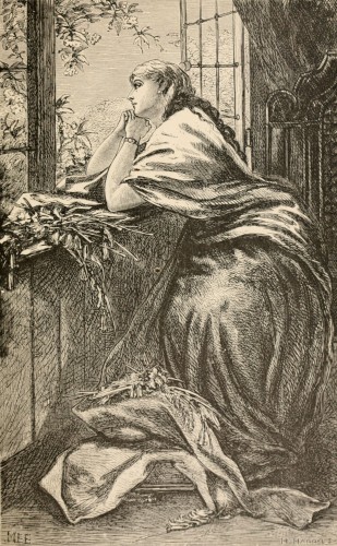 woman gazing out of open window