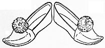drawing of slippers with toes pointed away from each other