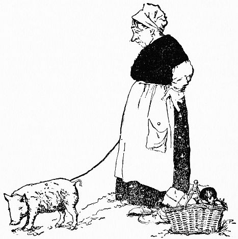 Woman with pig on leash