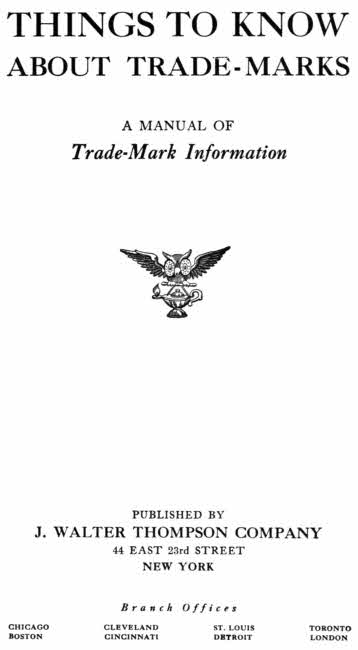 رطب قوس مبلل  The Project Gutenberg eBook of Things to Know about Trade-Marks, a Manual  of Trade-Mark Information, by J. Walter Thompson Company.