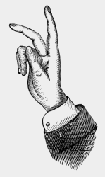 hand with
two fingers raised