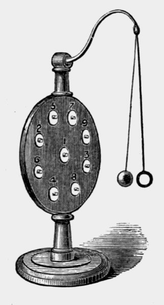 target with
attached string and ball