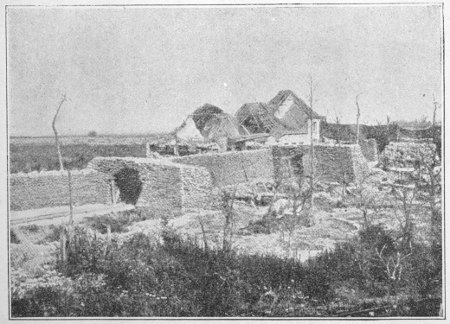 FIRST-LINE TRENCH ROUND THE RUINS OF A FARM