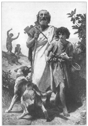 Homer, the blind poet, was led from place to place by a
young boy when he went to sing his songs and recite his wonderful poems
of ancient Greece.