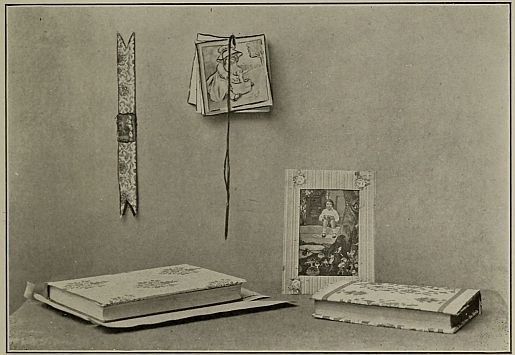 photograph of some school books covered and a bookmark