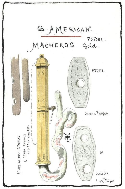 S. AMERICAN. POTOSI. MACHEROS Gold. STEEL LA PAZ 1820 FIRE STICKS STANLEY (ITURI RIVER) Inside THUMB outside 1 & 2 Finger