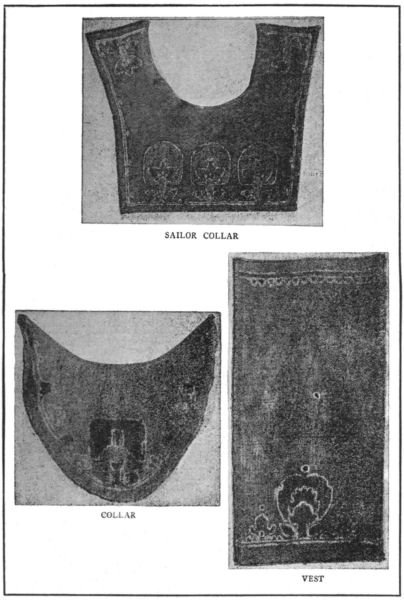 Three batik pieces: a sailor collar, collar and vest