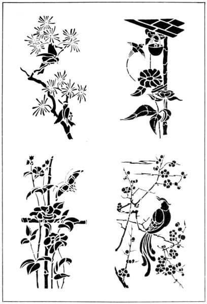 Four flower and bird patterns