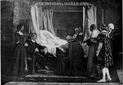 Image not available: Photo by J. Laurent, Madrid.

QUEEN ISABELLA DICTATING HER WILL.

From the painting by E. Rosales in the National Museum, Madrid.