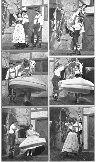 Image not available: The “Schuhplatteltanz” of Bavaria

Preparing a turn (1)&mdash;A lift (2)&mdash;Starting woman’s series of turns
(3)&mdash;Start of woman’s turns (4)&mdash;Man fans her along with hands
(5)&mdash;Finish of dance (6)

To face page 187

