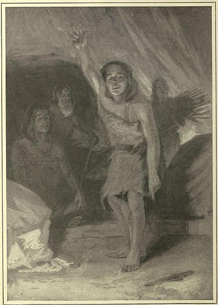 Three people in cave opening