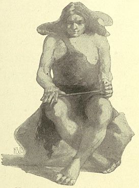 man sitting on rock sharrpening stick
