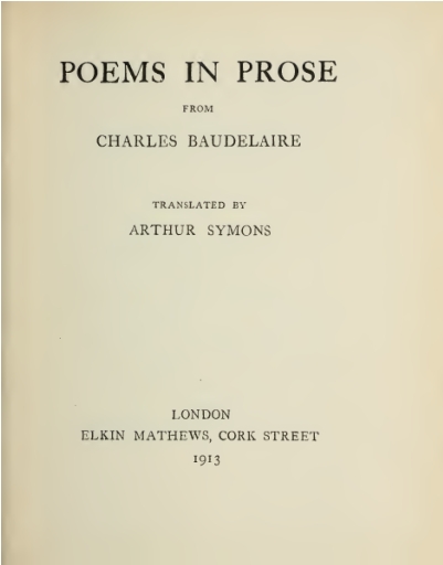 The Project Gutenberg Ebook Of Poems In Prose By Charles Baudelaire